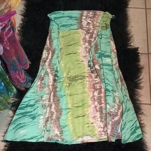 Elegant Green Tie-Dye Maxi Skirt